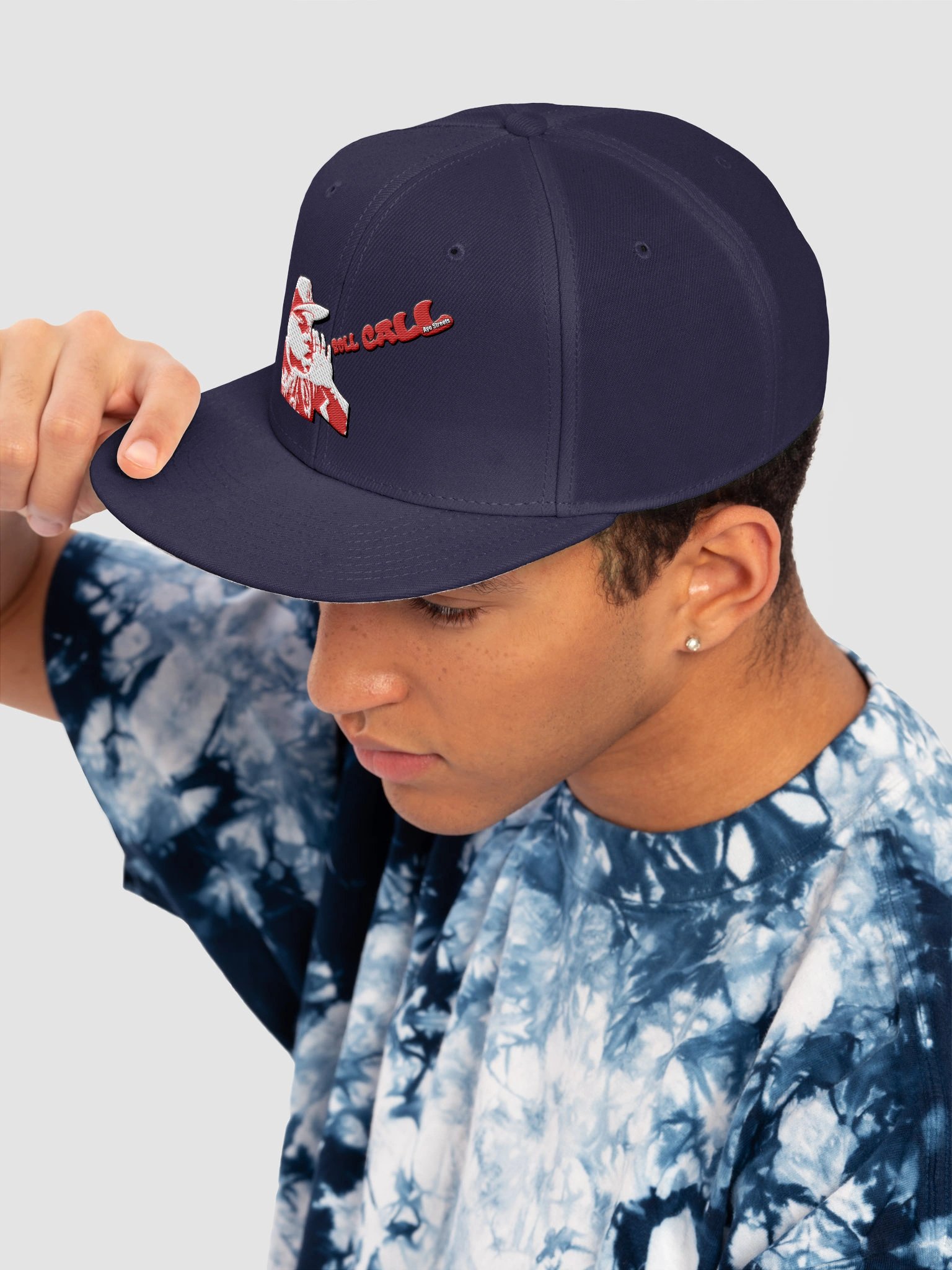 Navy Blue Roll Call Snap Back (red & white logo) product image (7)