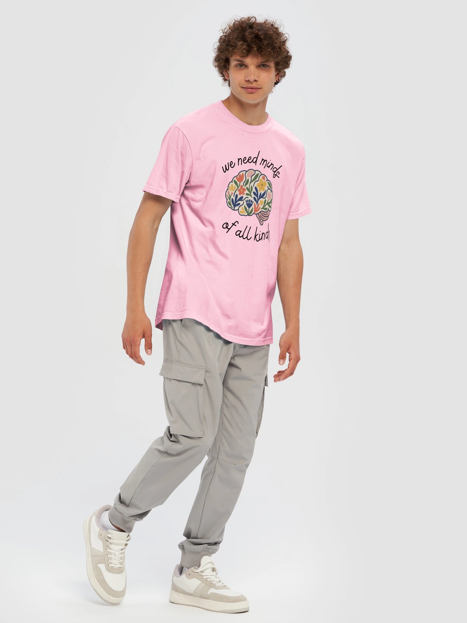 We Need Minds Of All Kinds - Floral Brain - Adult Unisex Tee product image (7)