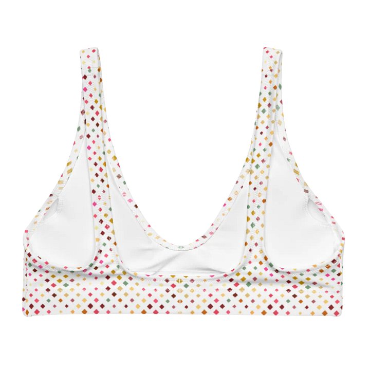 Colorful Square Pattern Design Padded Bikini Top - V5 product image (2)