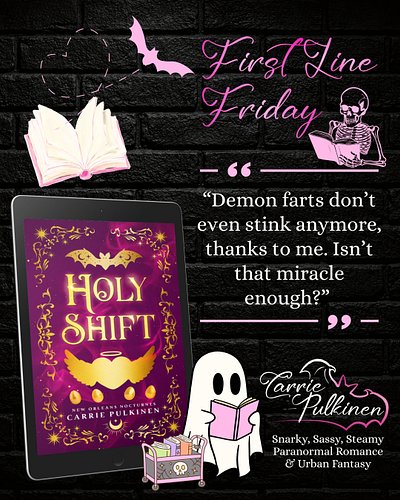 ✨ First Line Friday ✨
🖤 Paranormal Romance Style 🖤
⠀
“Demon farts don’t even stink anymore, thanks to me. Isn’t that miracle ...
