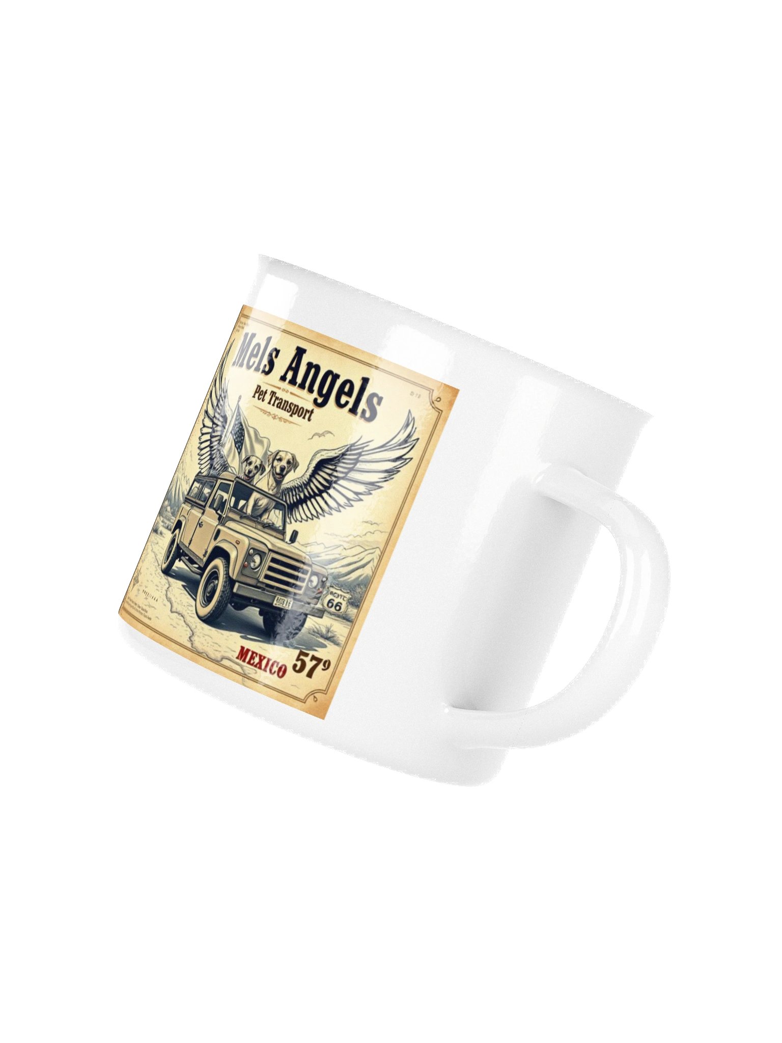 Mels Angels Pet Transport Enamel Mug | Vintage Mexico Travel Cup | Dog Lover Gift, Adventure Coffee Mug, Enamel Camp Mug product image (5)