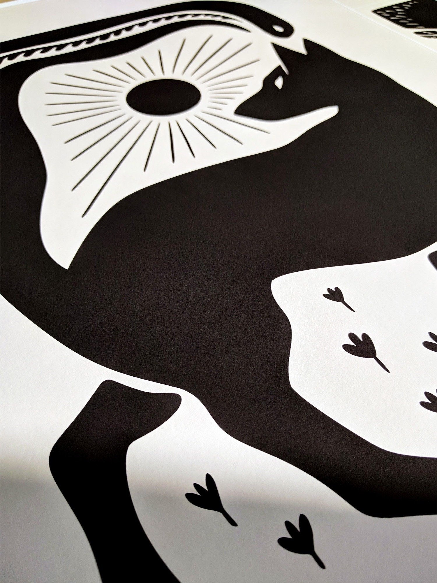 Wolf and Bird Print, Wolf and Snake Folk Art, Set of 2 product image (2)