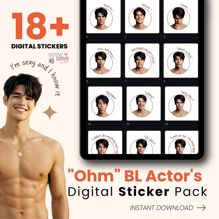BL Actor Digital Sticker Pack | Funny Boys Love PNG Stickers | GoodNotes iPad Stickers | Thai BL Fan Gift | Instant Download product image (1)