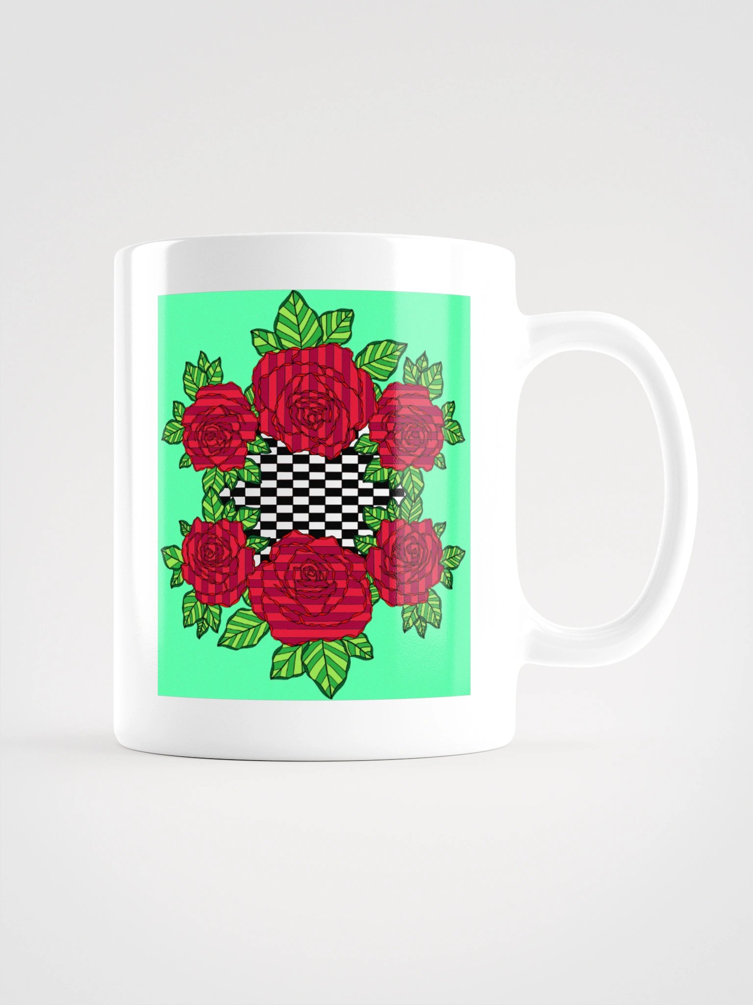 White Glossy Mug (Rose-Green) product image (3)