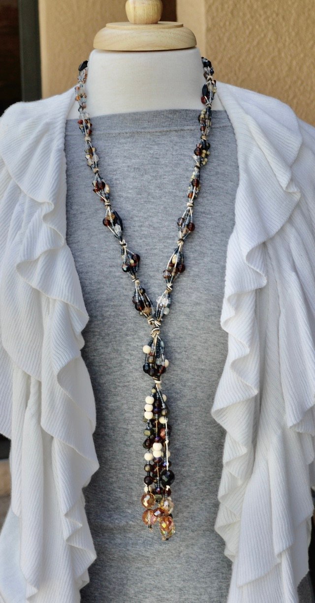 Earthy Statement Handcrafted Beaded Necklace Beautiful Bohemian Jewelry product image (4)