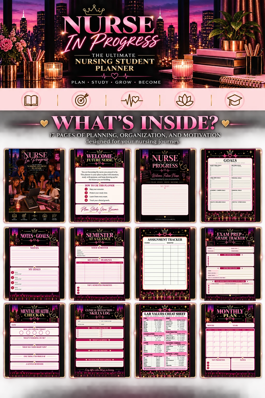 Nurse in Progress— City Luxe Nursing Student Planner product image (3)