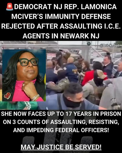 🚨 WOW - A Federal Appeals court just REJECTED the immunity defense of Democrat NJ U.S. Representative LaMonica McIver for ass...