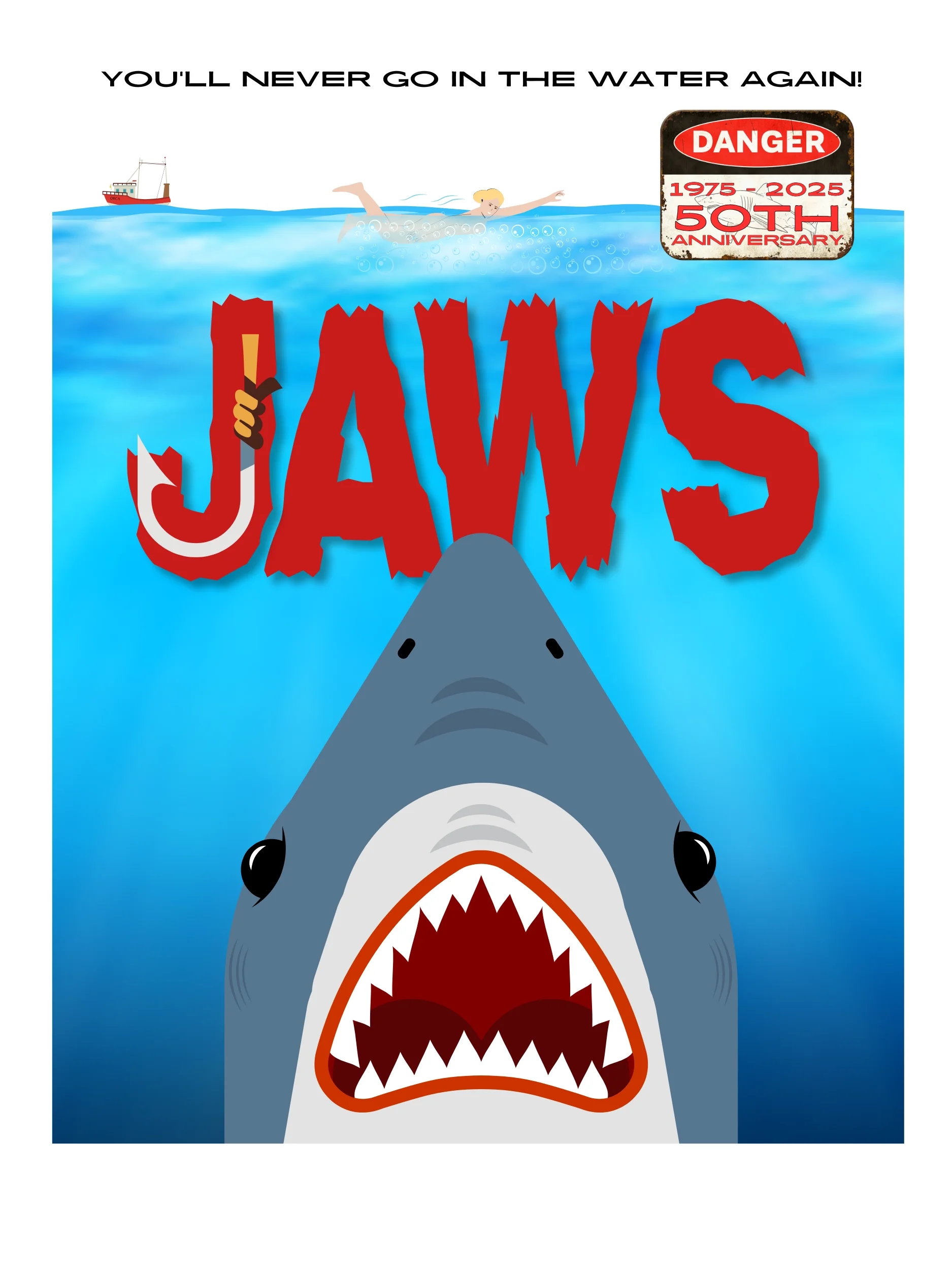 JAWS POSTER - 50TH ANNIVERSARY - TEE product image (4)