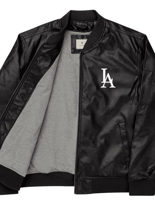 "LA" Faux Leather Bomber Jacket product image (2)
