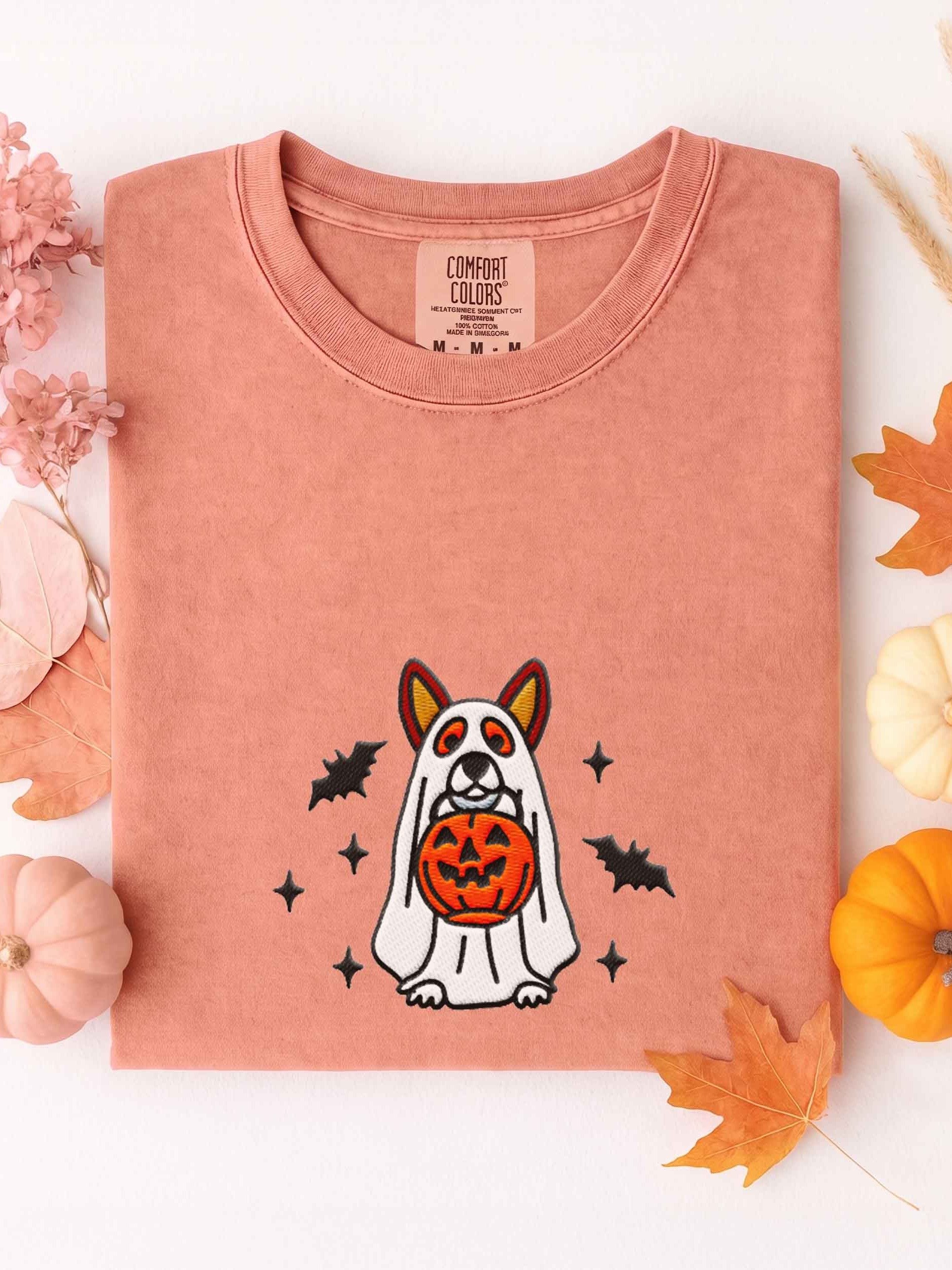 Halloween Pembroke Welsh Corgi(Sable) Embroidered T-Shirt product image (1)