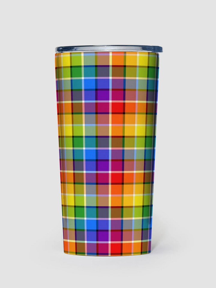 Bright Rainbow Plaid Travel Tumbler product image (2)