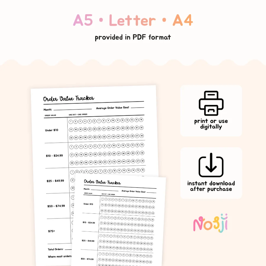 Order Value Tracker Printable Monthly Sales Tracker product image (2)
