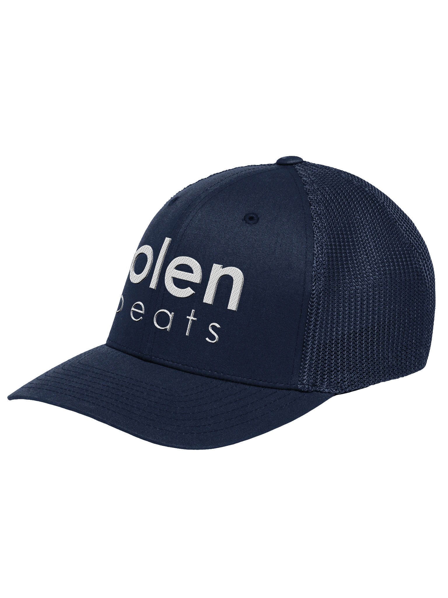 Flex Fit Trucker Rolen Beats Script Hat - White Vert Script Logo product image (2)