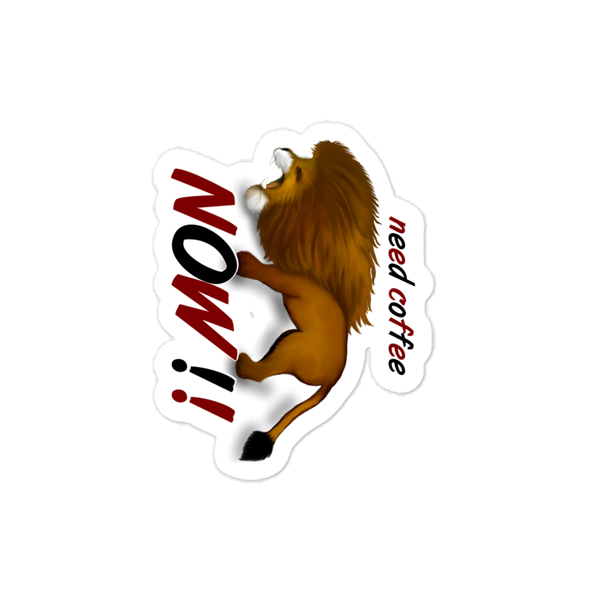 Lion "Need Coffee NOW" Kiss-Cut Vinyl Decals product image (1)