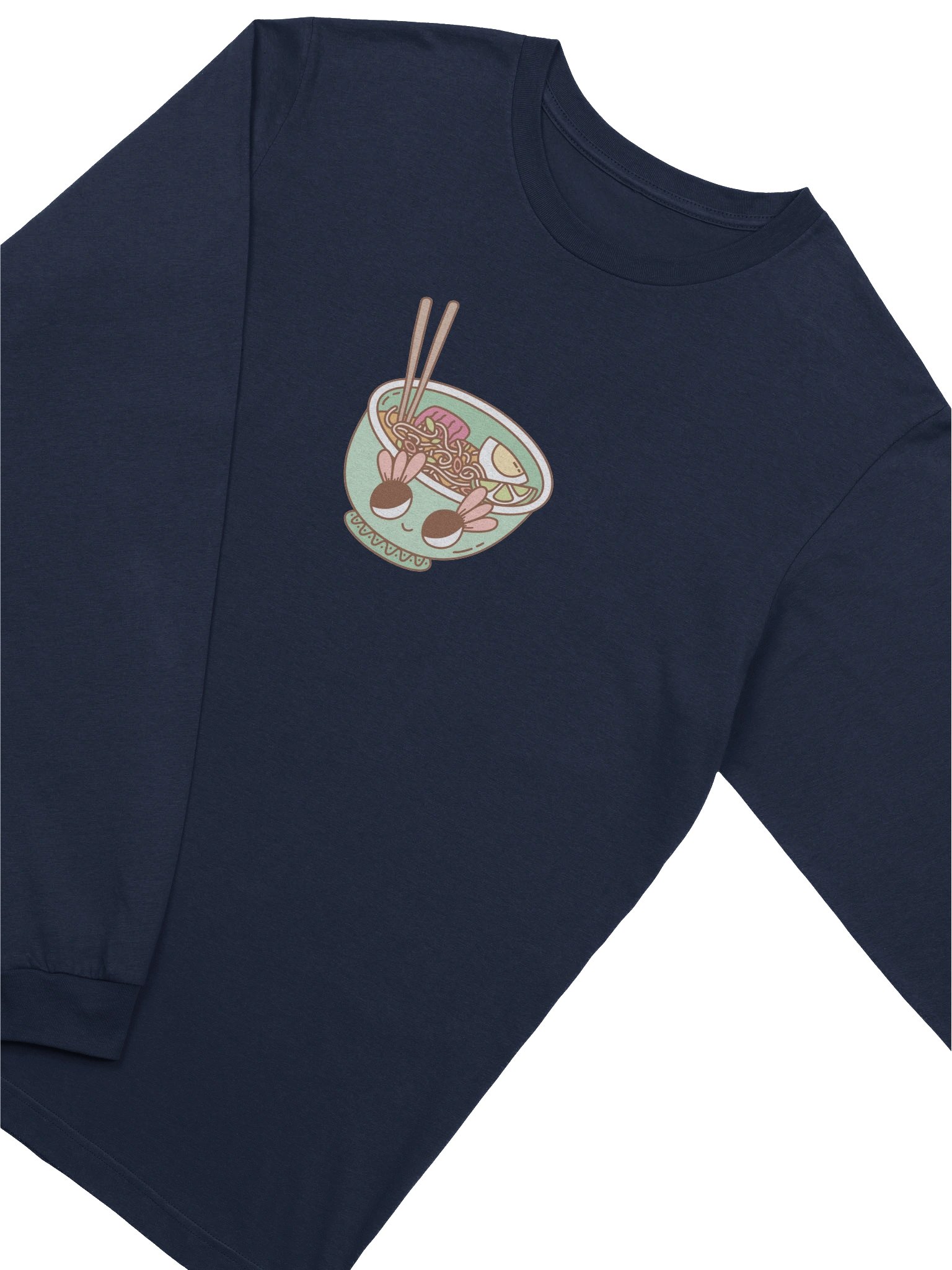 Ramen Bowl Long Sleeve Tee | Retro 70s Whimsical Noodle Character Shirt product image (15)