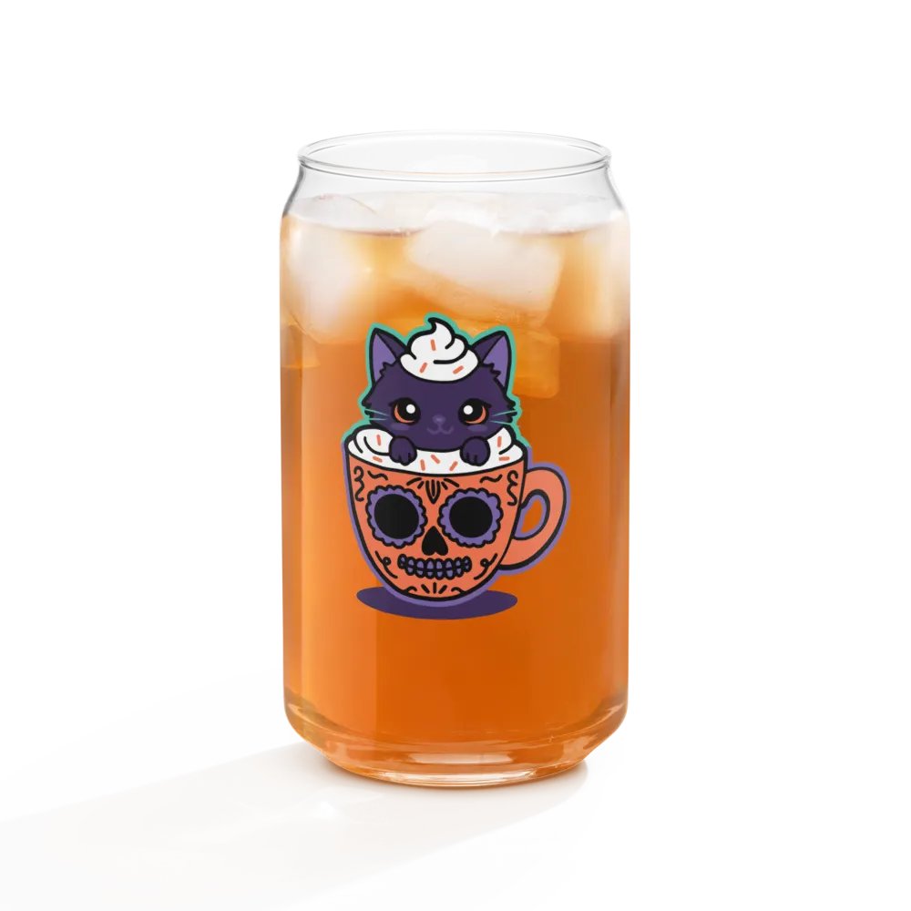 Sugar Skull Kitten Mug 16oz Can-Shaped Drinking Glass product image (2)