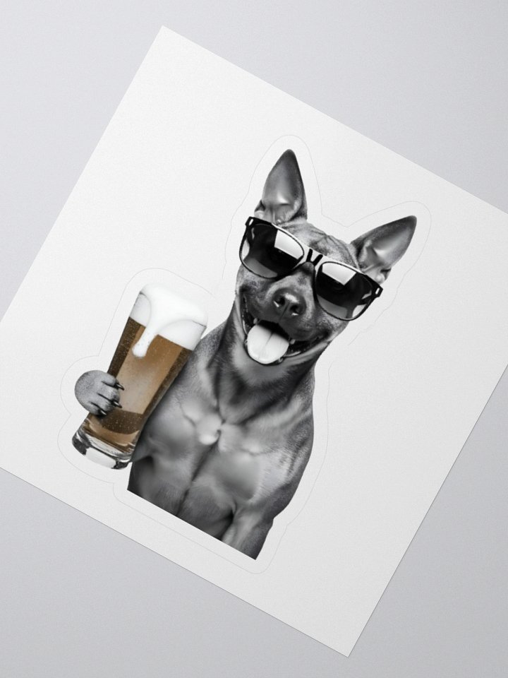 Potcake drinking beer sticker product image (2)