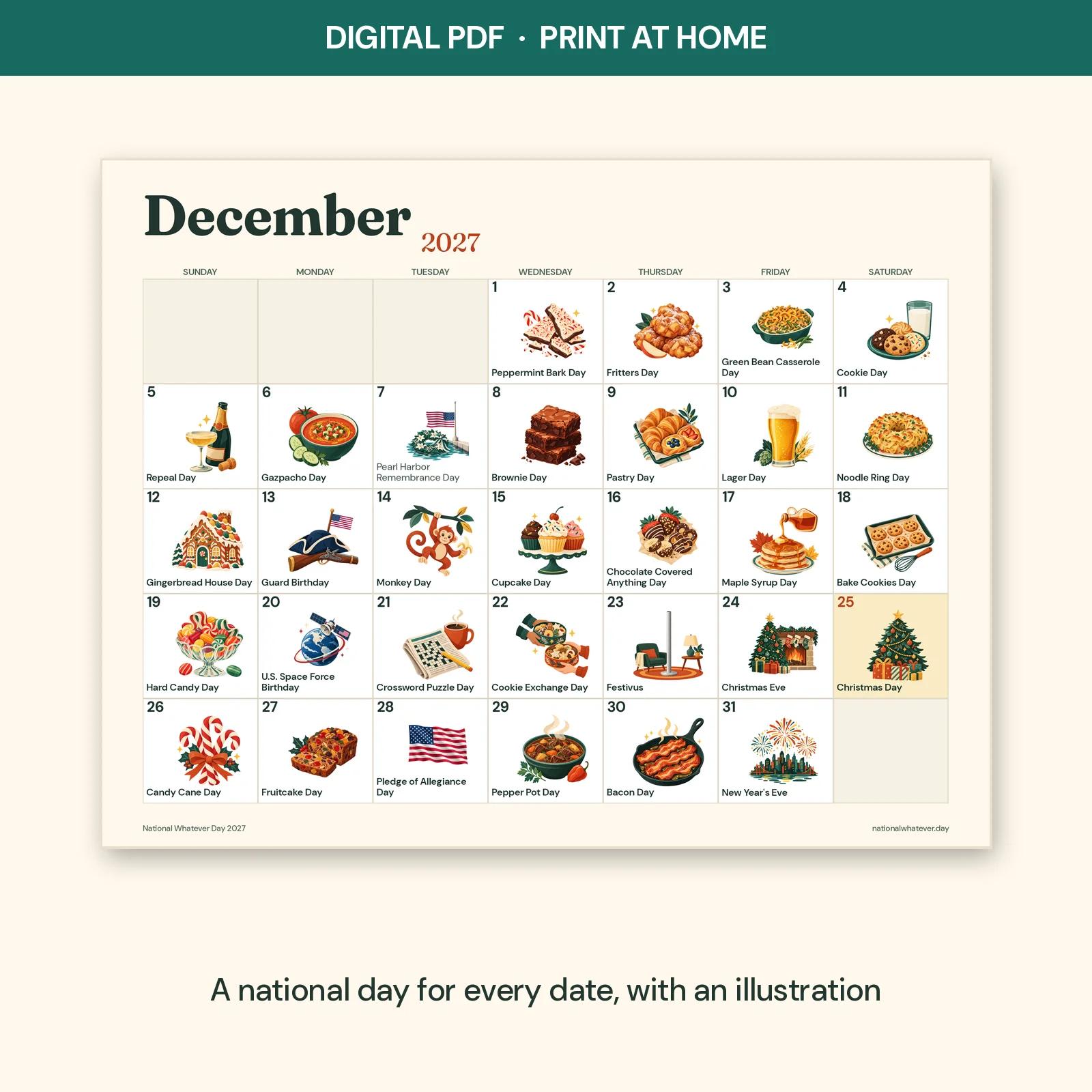 2027 National Whatever Day Calendar (Digital PDF Download, Printable) product image (5)