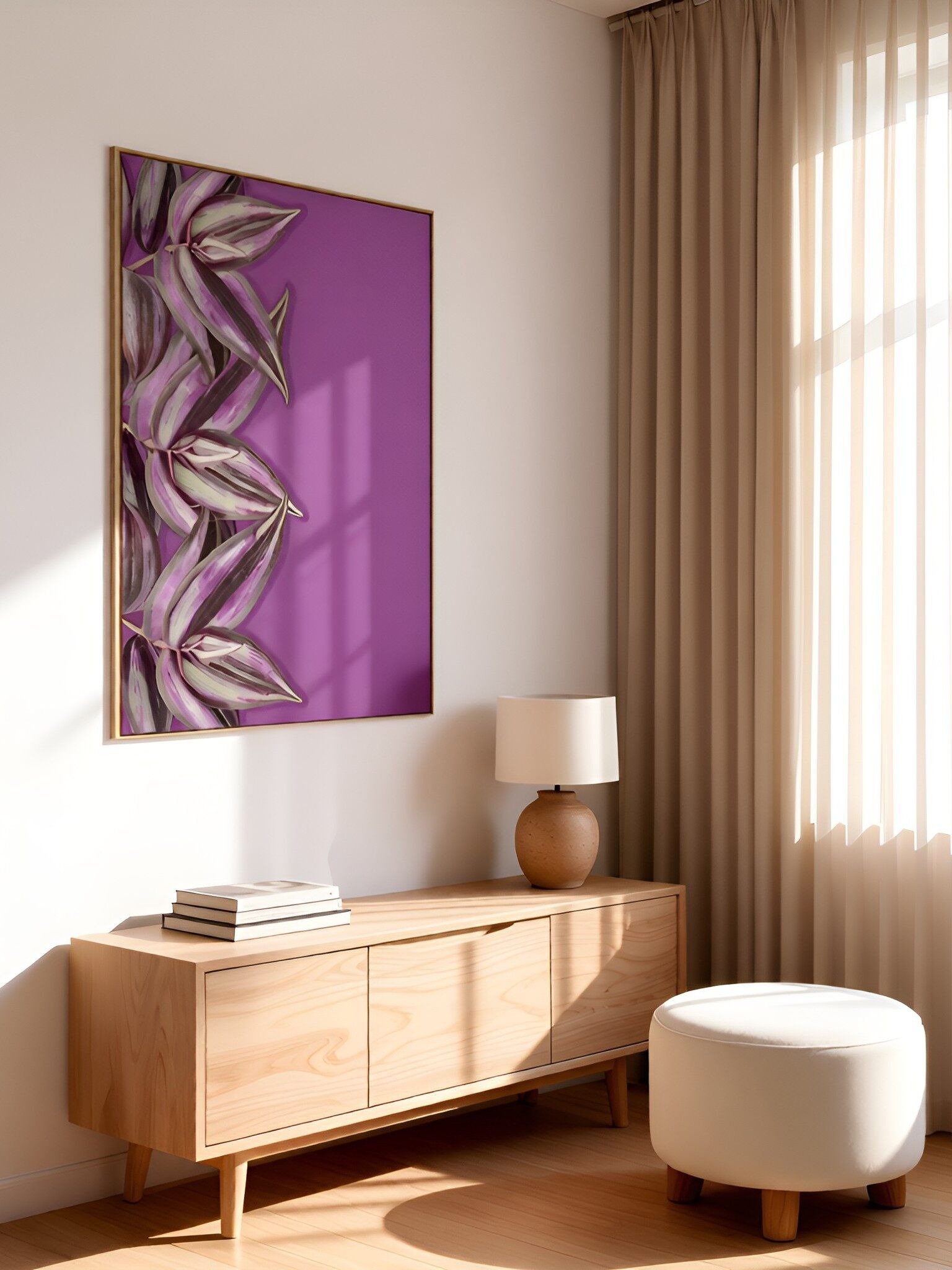 Tradescantia Zebrina Botanical Art Print | Bold Purple Printable Wall Art | Multiple Sizes Digital Download product image (3)