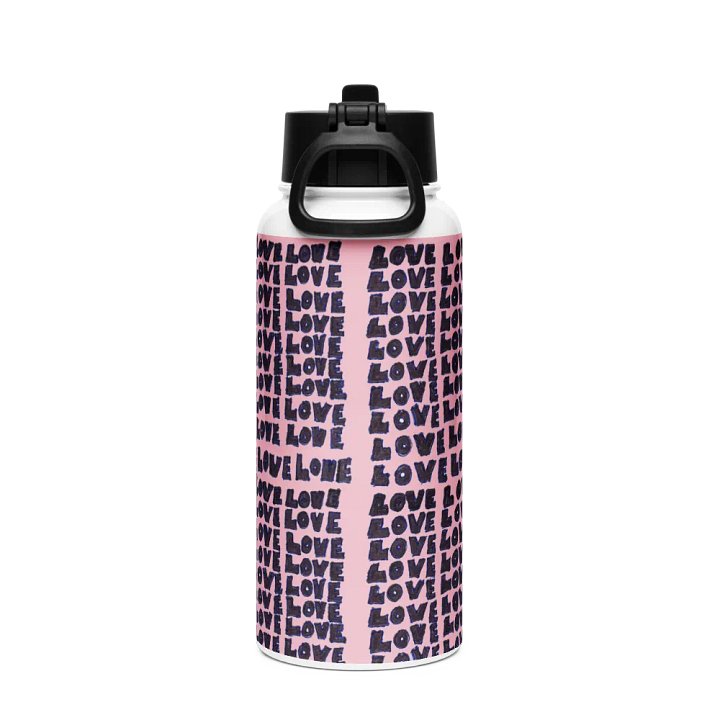 Love Stainless Steel Water Bottle with a Straw Lid in Pink product image (2)