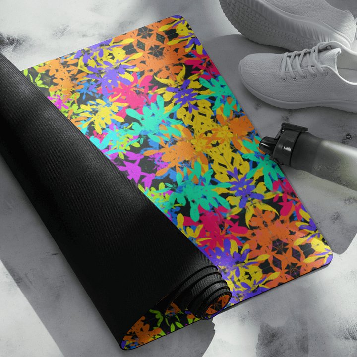 Geometric Coloured Leaves Yoga Mat product image (2)