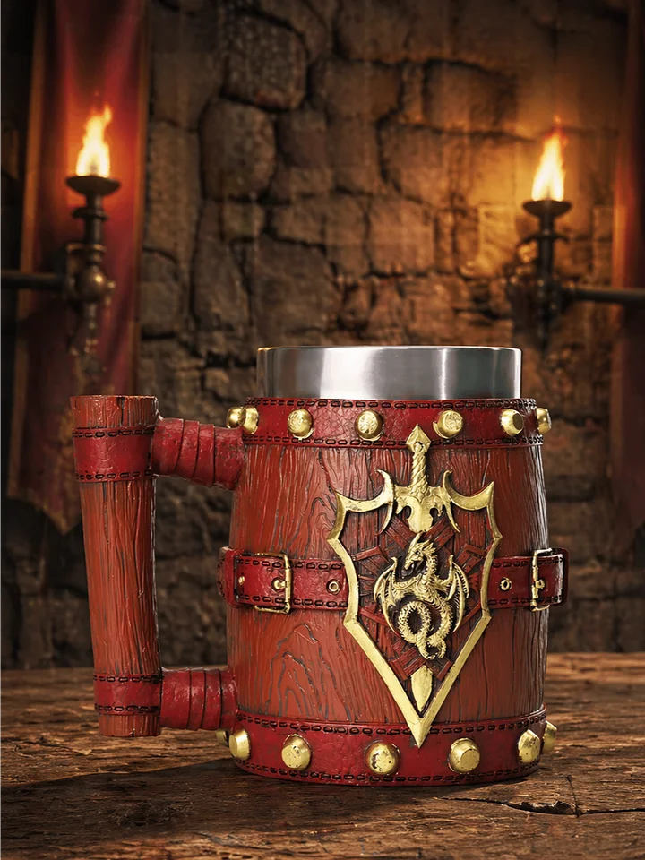 The Armored Kingdom Blazing Dragon Sigil Guard Mug-Durable Heavy Build-Detailed Fantasy Design product image (1)