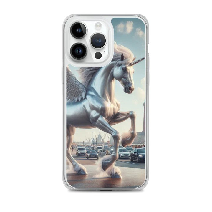 MagSafe® Clear Case for iPhone® | AI-Designed Silver Winged Unicorn product image (2)
