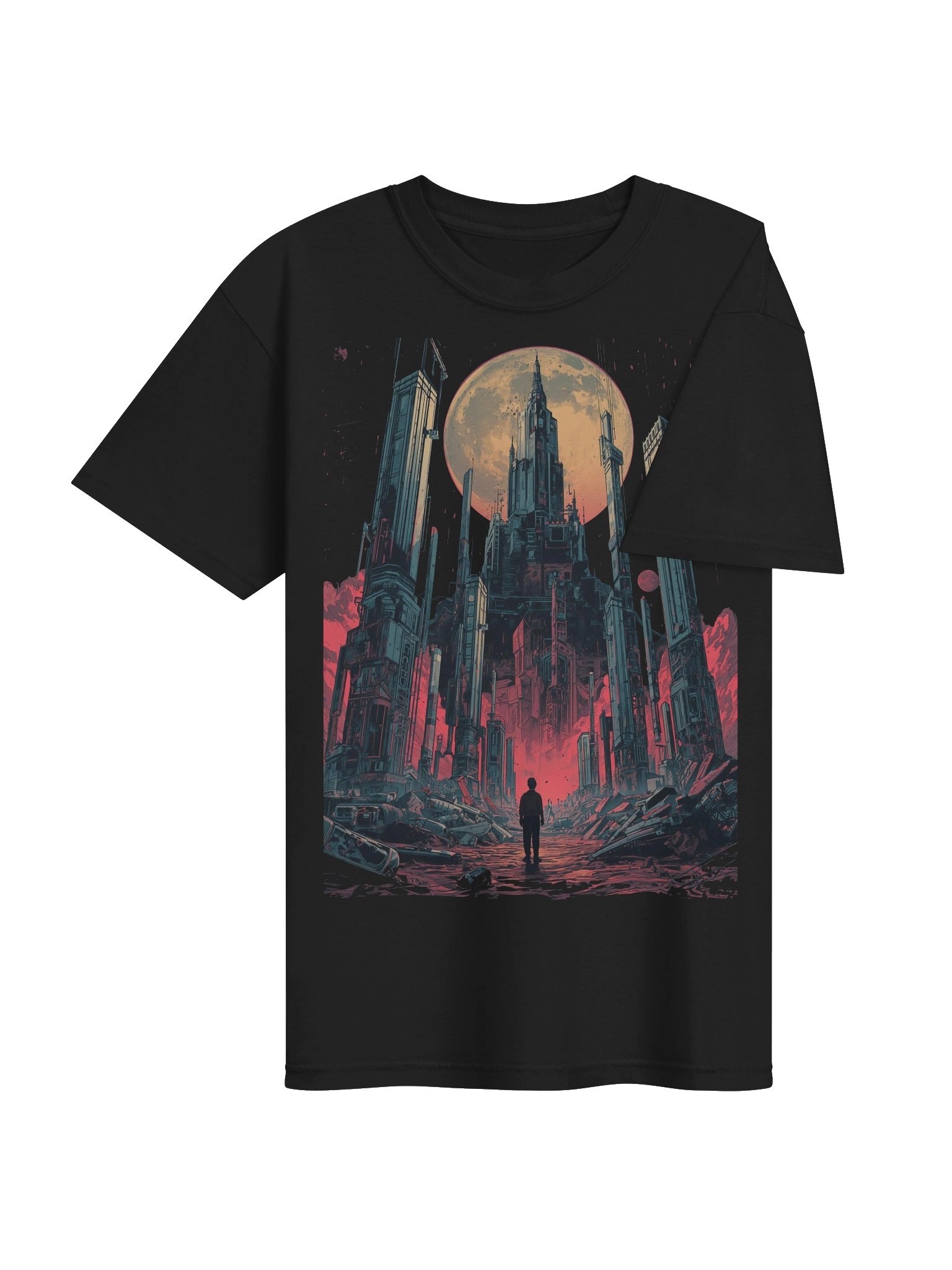 Moonlit Futuristic Ruins Heavyweight T-Shirt product image (7)