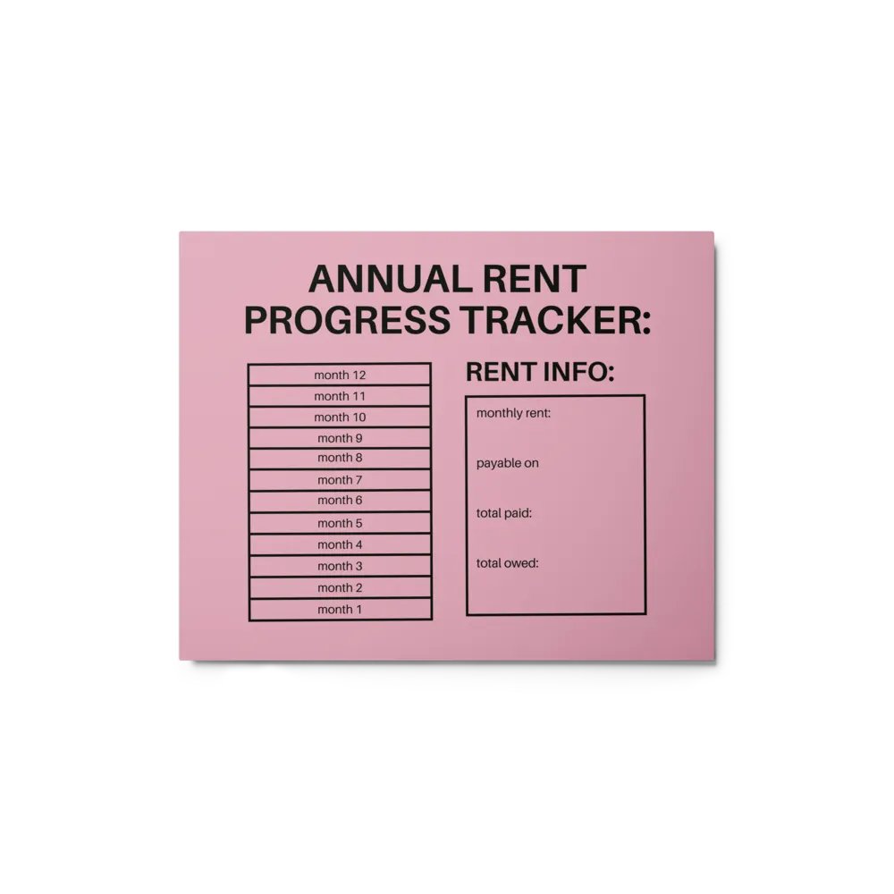 ANNUAL RENT TRACKER (black design 5) product image (1)