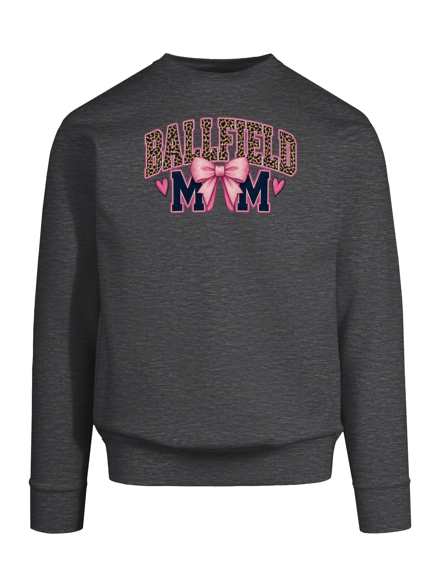 Ballfield Mom Crewneck Sweatshirt | Leopard Letters Pink Bow Sports Mom Sweatshirt product image (8)