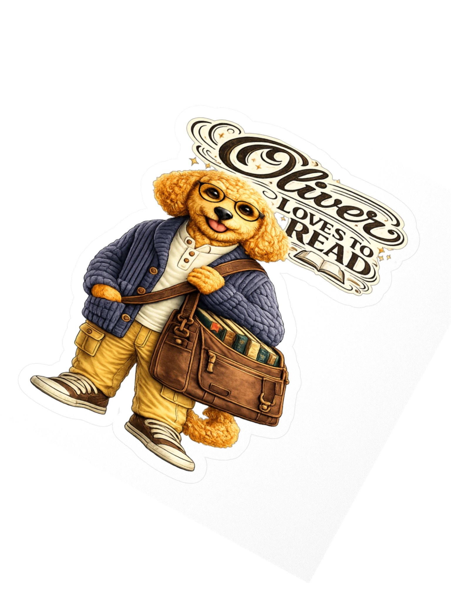 Oliver Loves to Read Kiss Cut Sticker product image (2)