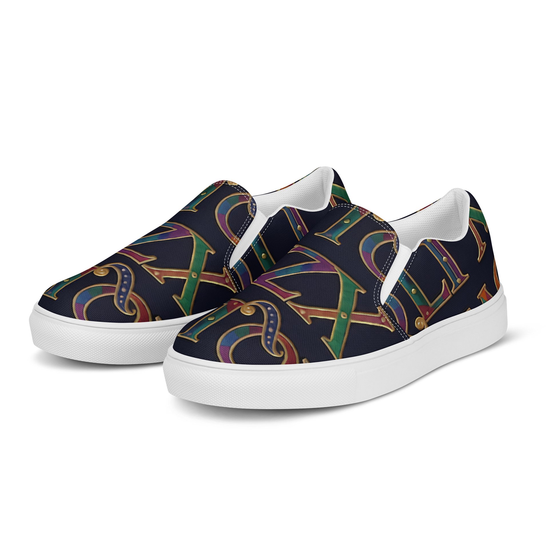 XZAQLI Monogram Men's Canvas Slip-On (Navy Blue) product image (2)