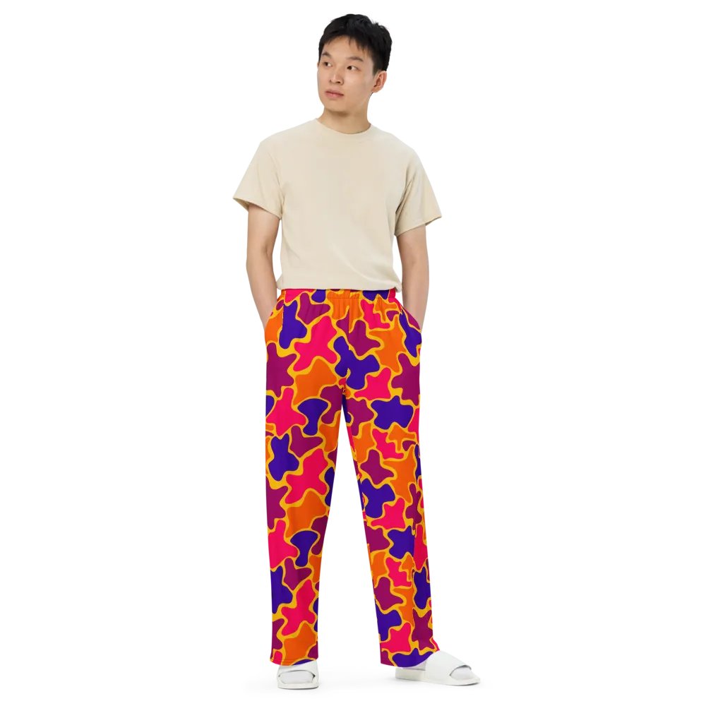 Multi Colored Pattern Blobs Unisex Wide leg Pants product image (6)