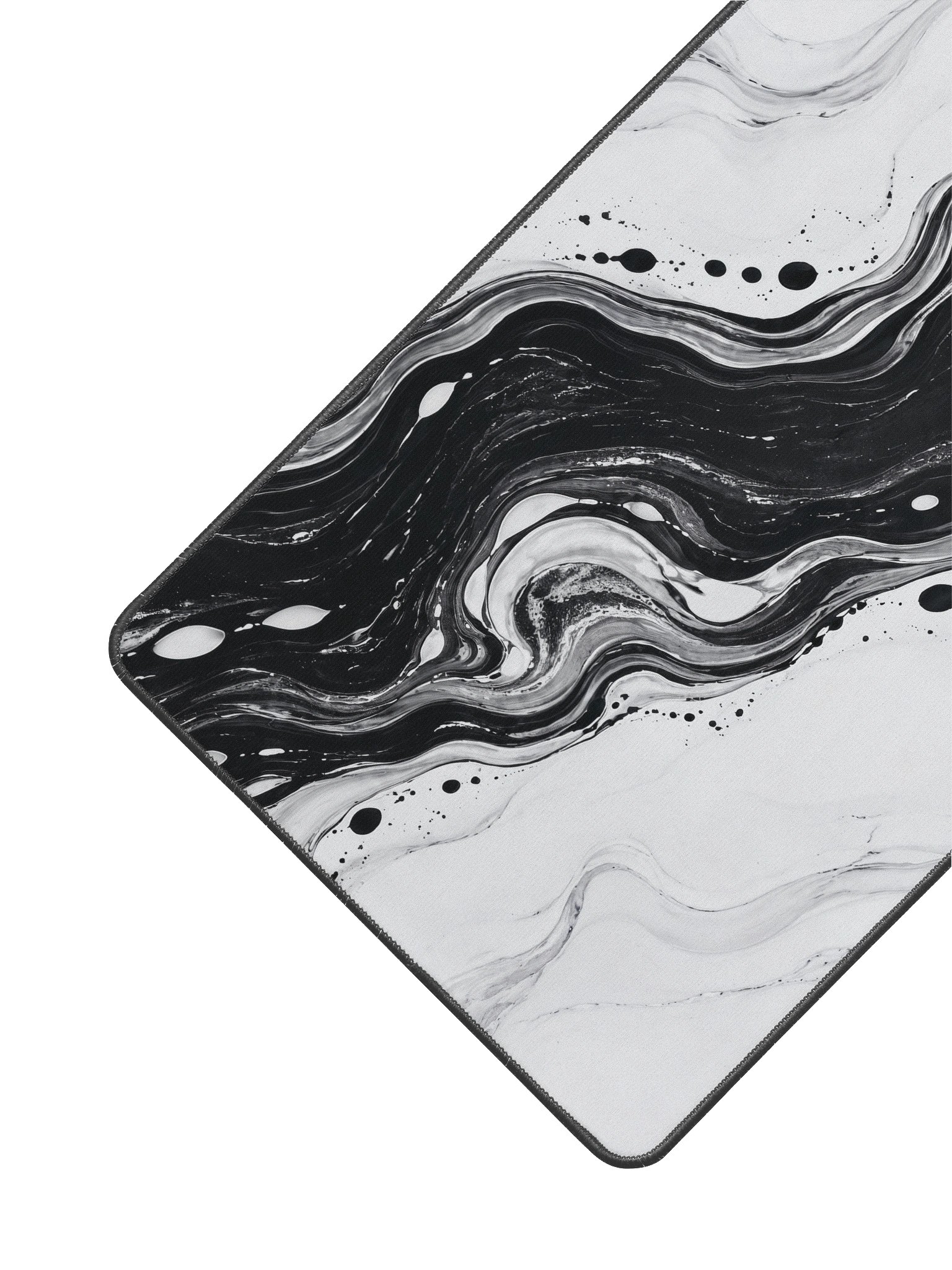Monochrome Current — Black & White Marble Desk Mat product image (3)