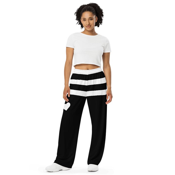 Black and White Stripes/All-Over Print Unisex Wide-Leg Pants by Sublicolor product image (1)