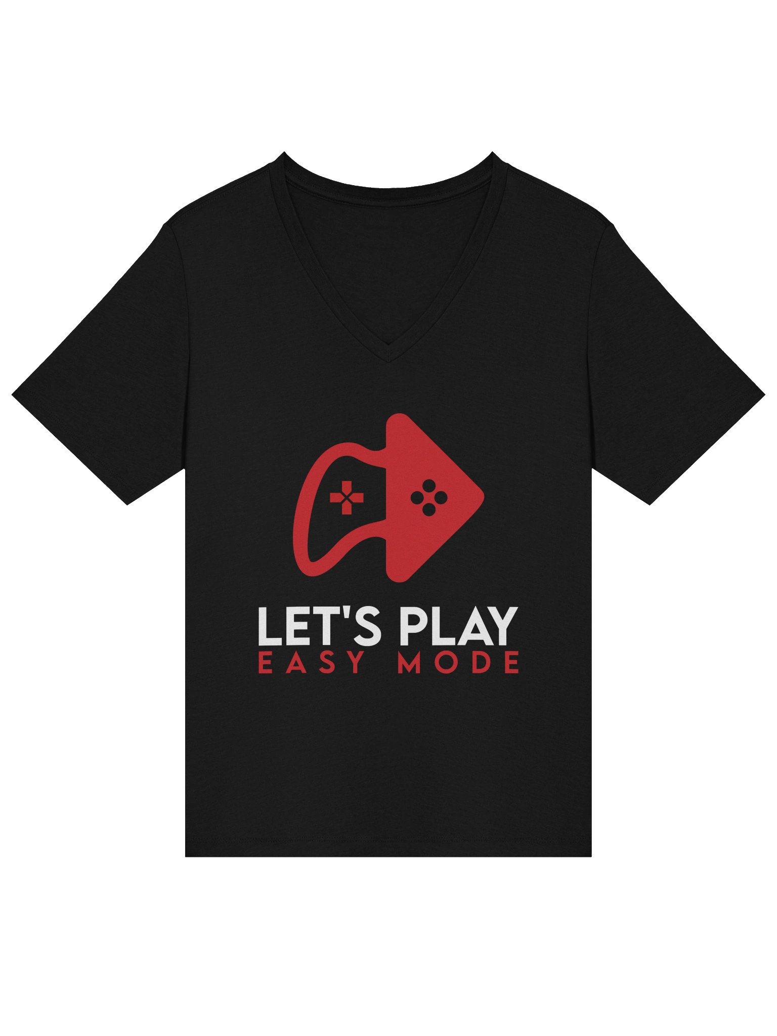 Let’s Play Easy Mode Women’s Relaxed V-Neck Tee – Black product image (1)