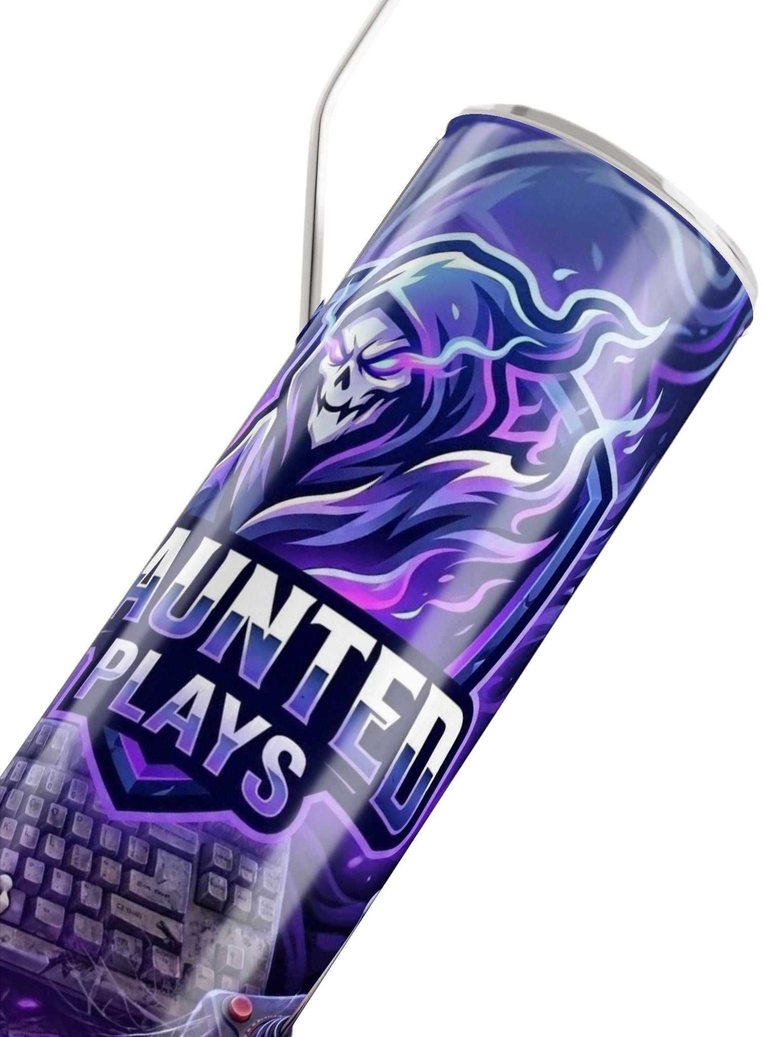 Haunted Plays Gaming Tumbler – 20oz Stainless Steel Skull Design Cup with Straw product image (4)