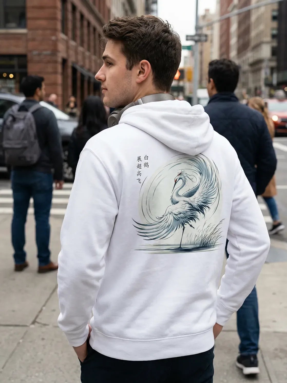 White Crane Spreads Its Wings Premium Hoodie product image (2)