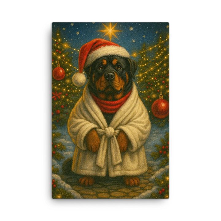 Rottweiler on Christmas Eve Canvas Wall Art product image (2)