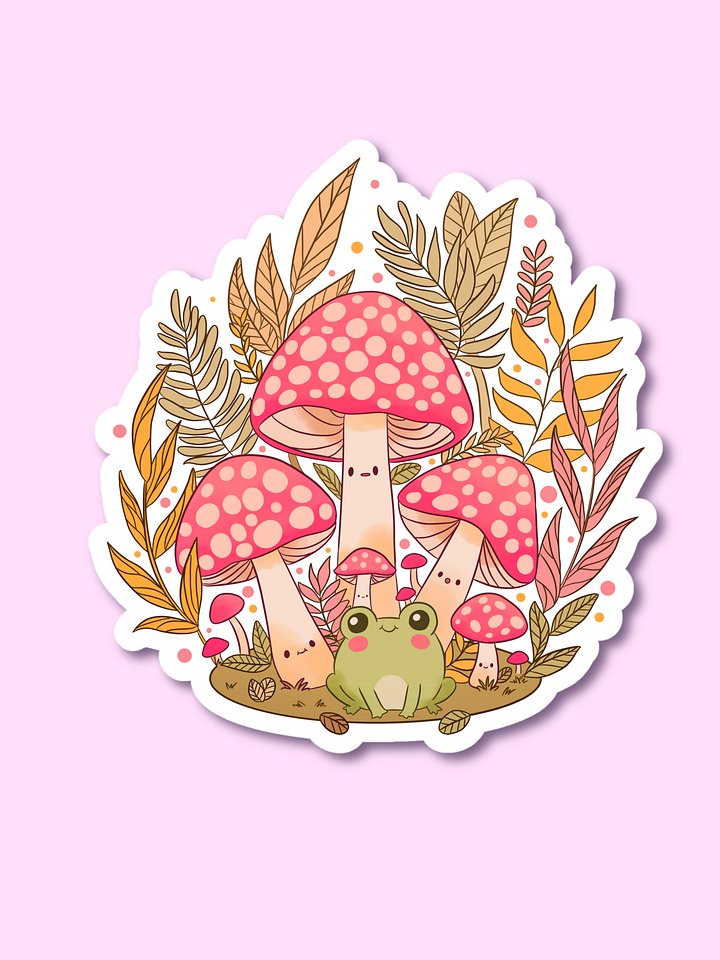 Whimsical Mushroom and Frog Sticker product image (1)