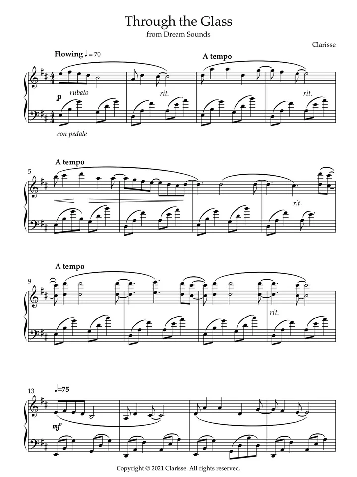 Through the Glass - Sheet Music product image (1)