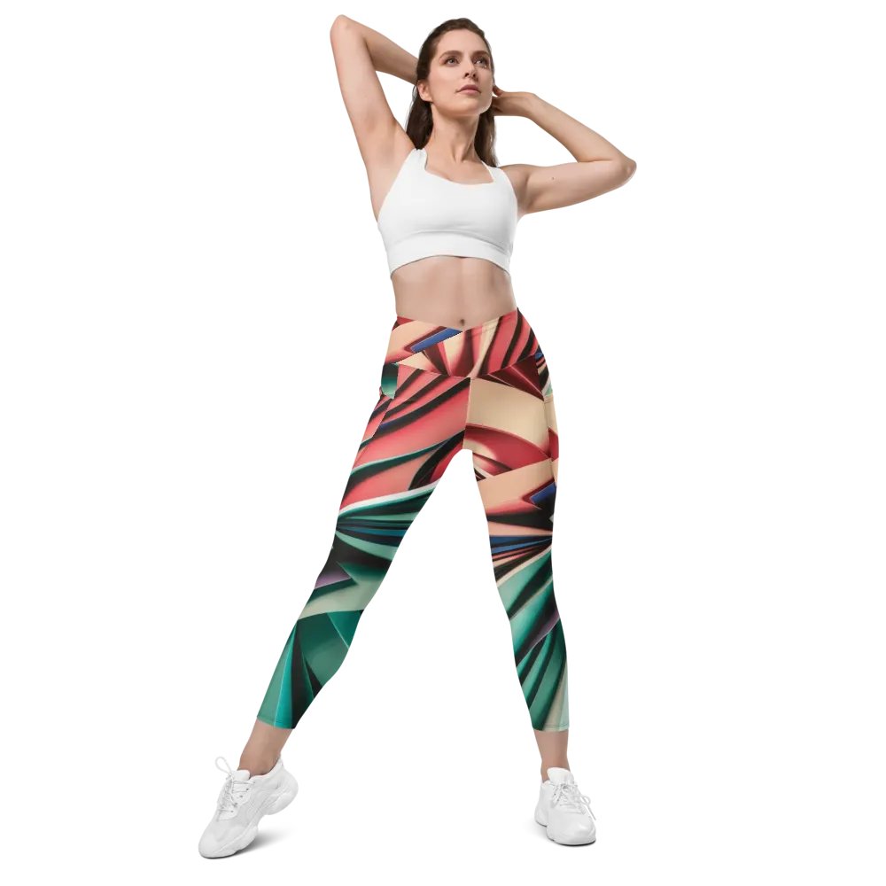 Abstract Geometric Women's Crossover Leggings in Vibrant Colors (2XS-6XL) product image (1)