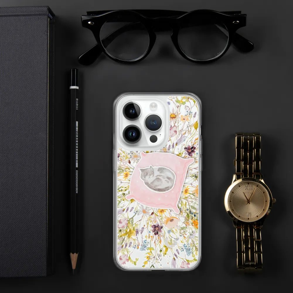 Sleeping Cat Floral iPhone Clear Case product image (288)