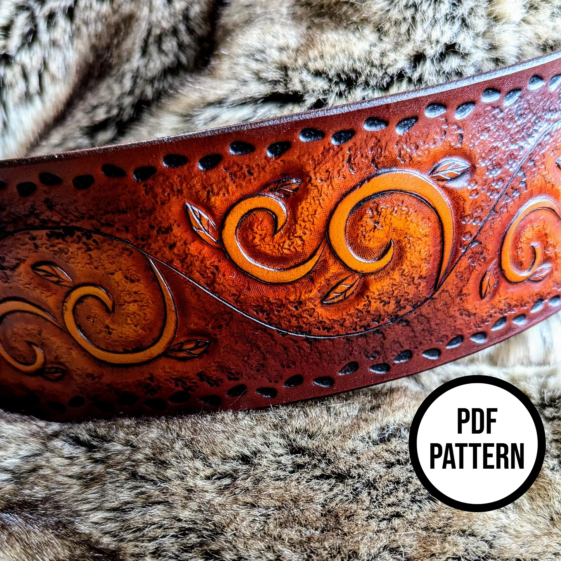 Shieldmaiden Corset Belt with Vines - PDF Pattern for Leatherwork product image (3)