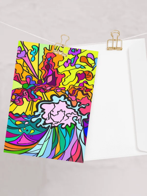Vibrant Swirls Greeting Card – Wave at Sunset product image (12)