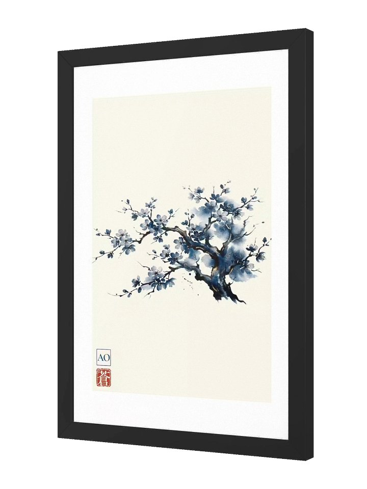 Japanese Ink Art Print | Indigo Sakura No.05 | Framed Wall Art - AO Japan Blue product image (2)