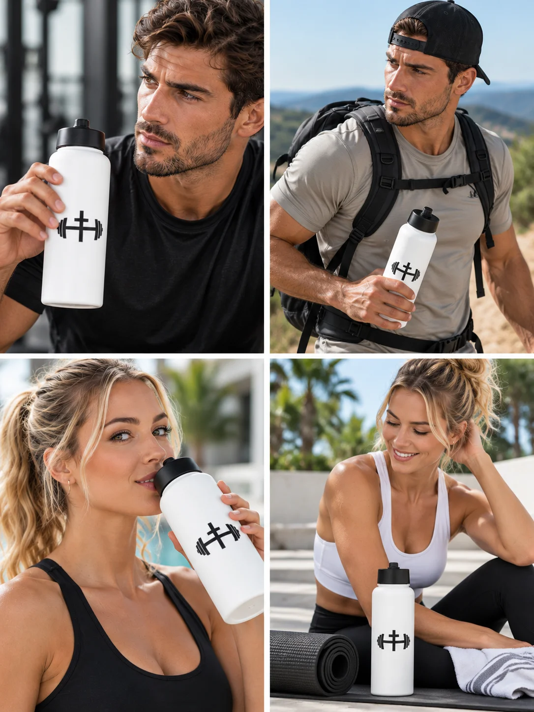 His House Stainless Steel Water Bottle with a Straw Lid - White by His House
