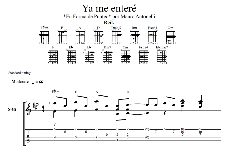Ya me enteré - Partitura + Tabs + Acordes + Pista product image (1)