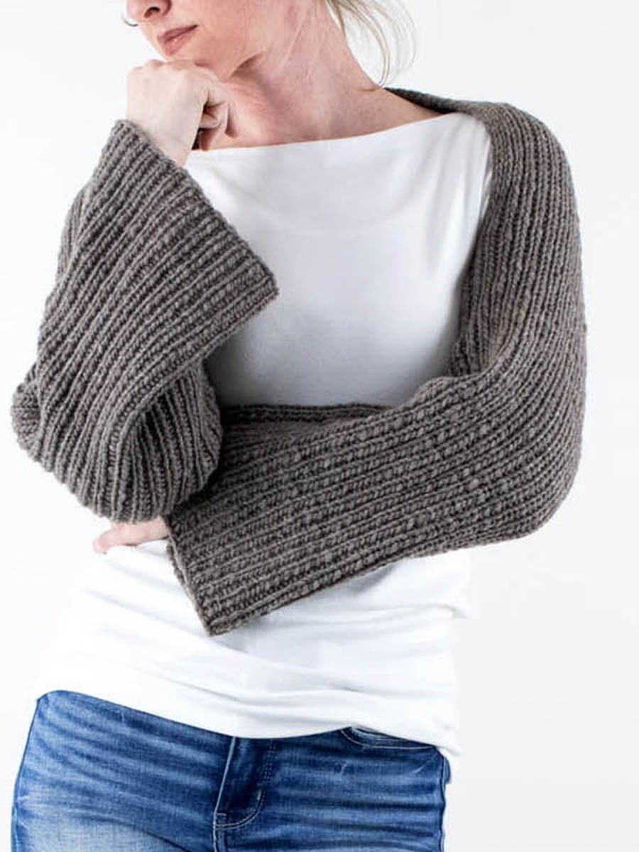 Ribbed Crop Shrug Knitting Pattern - Rustic Cabin product image (1)