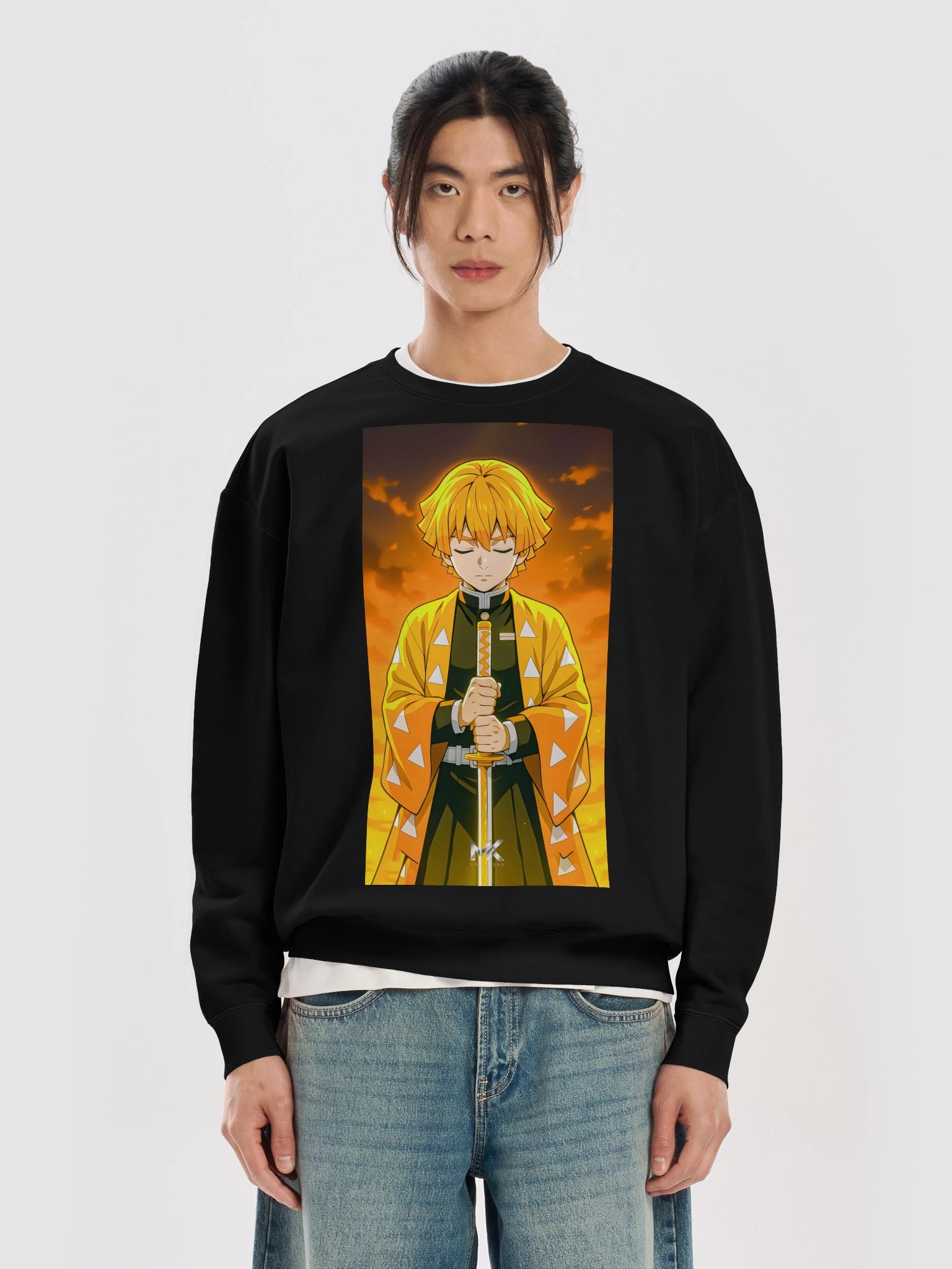 Fiery Anime Sword Pose Crewneck product image (5)
